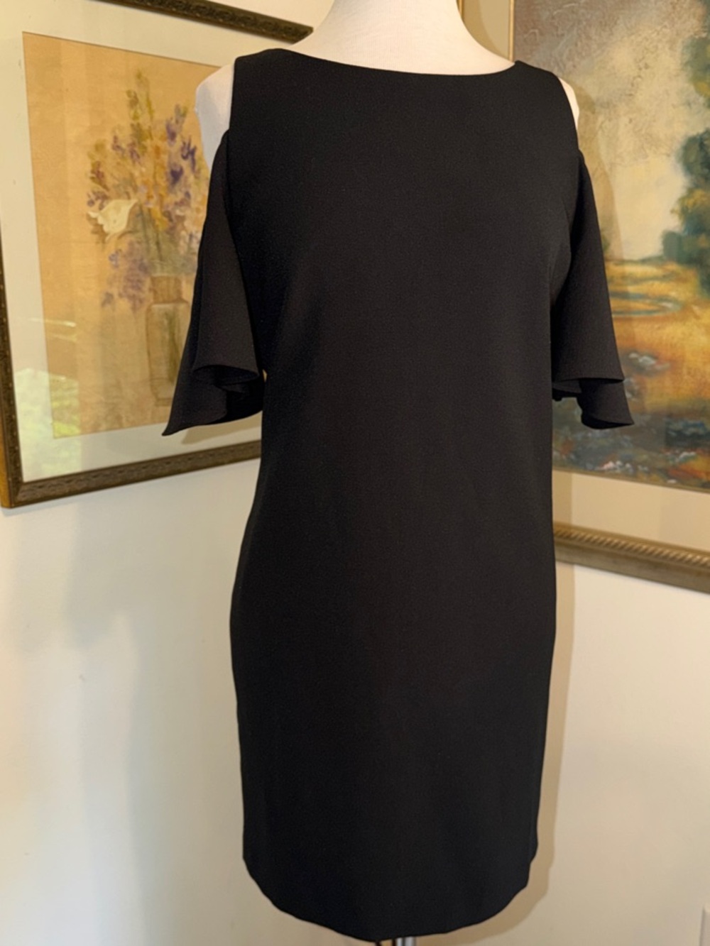 DRESS - Cynthia Rowley Peek-a-Boo Shoulder Dress w/Ruffle Sleeve Size 12